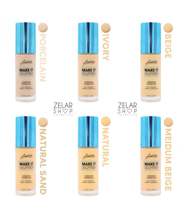 12 Base de Maquillaje Make it Happen Full Coverage Arantza Cosmetics