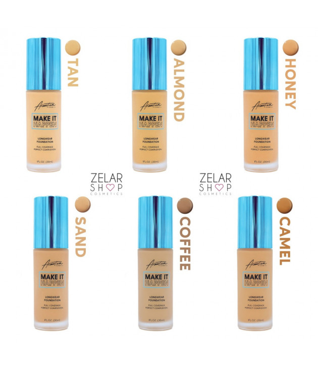 12 Base de Maquillaje Make it Happen Full Coverage Arantza Cosmetics