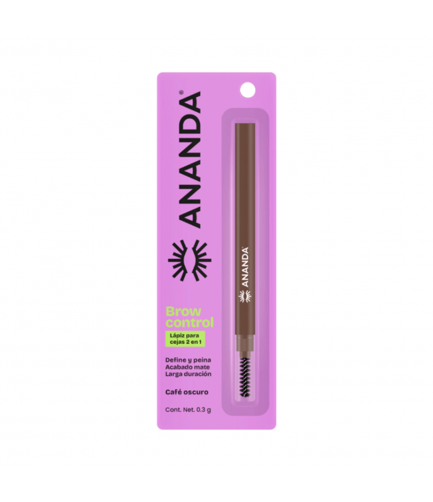 Lápiz para cejas 2 en 1 café oscuro Ananda
