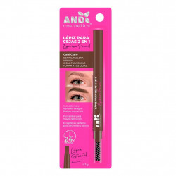 Lápiz retráctil 2 en 1 para cejas café claro AND Cosmetics