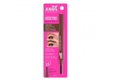 Lápiz retráctil 2 en 1 para cejas café claro AND Cosmetics