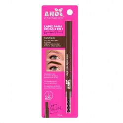 Lápiz retráctil 2 en 1 para cejas café medio AND Cosmetics