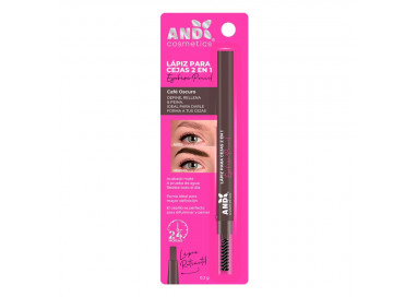 Lápiz retráctil 2 en 1 para cejas café oscuro AND Cosmetics