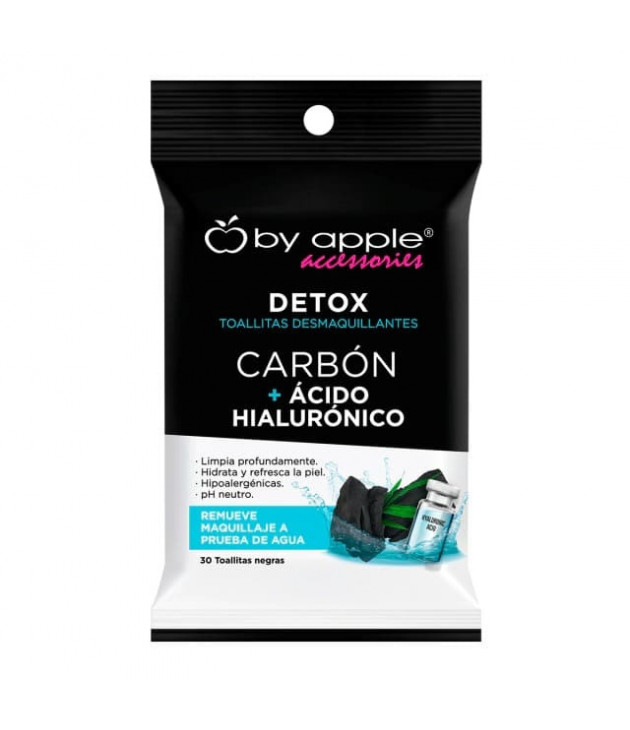 Toallita desmaquillante con 30 pz con carbón y ácido hialurónico by apple