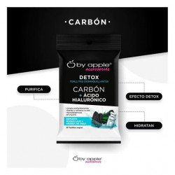 Toallita desmaquillante con 30 pz con carbón y ácido hialurónico by apple