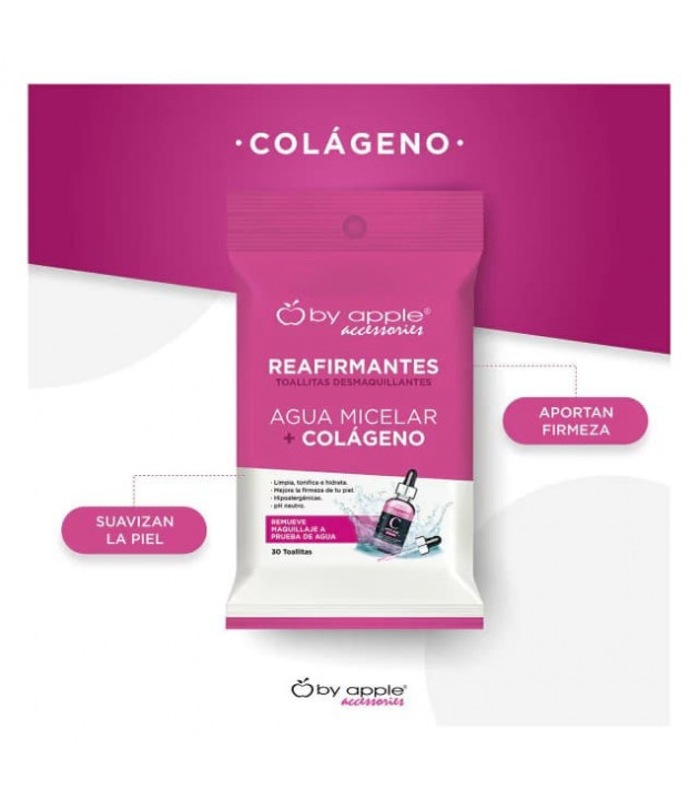 Toallita desmaquillante con 30 pz con agua micelar y colágeno by apple