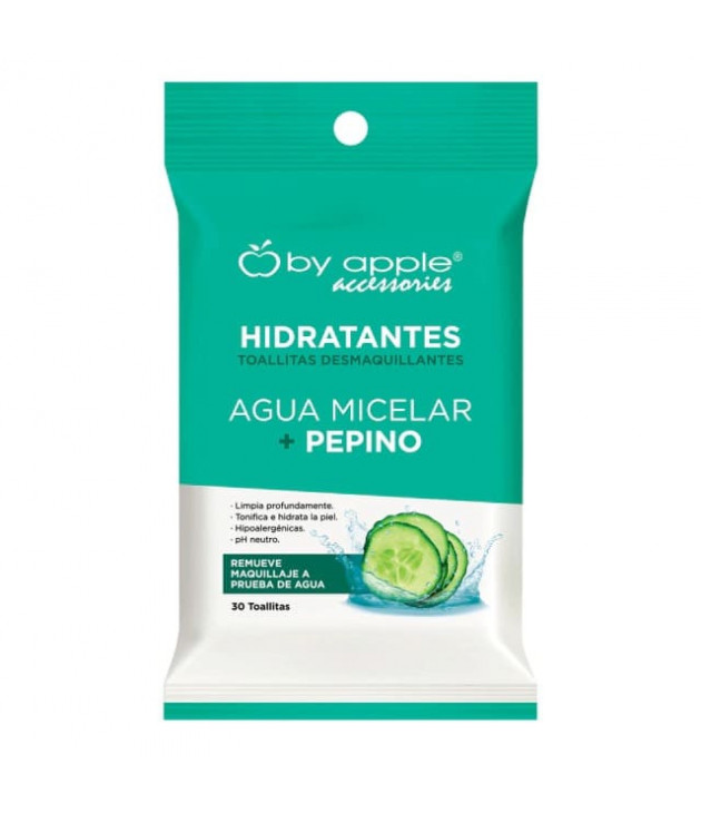 Toallita desmaquillante 30 pz con agua micelar y pepino by apple