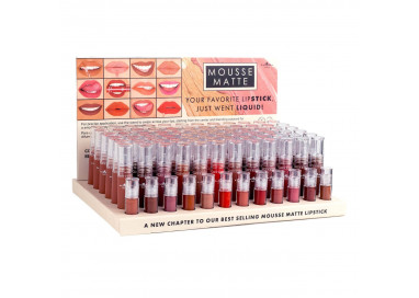 Display de 72 Labiales Mousse Matte Liquid Lipstick Italia Deluxe
