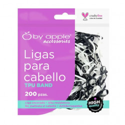 Bolsa de 200 ligas de latex TPU para cabello Blanco y Negro by apple