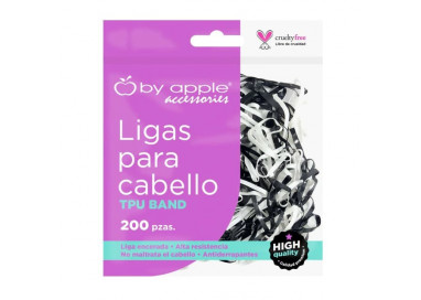 Bolsa de 200 ligas de latex TPU para cabello Blanco y Negro by apple