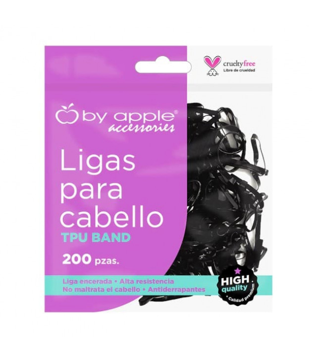 Bolsa de 200 ligas de latex TPU para cabello Negro by apple