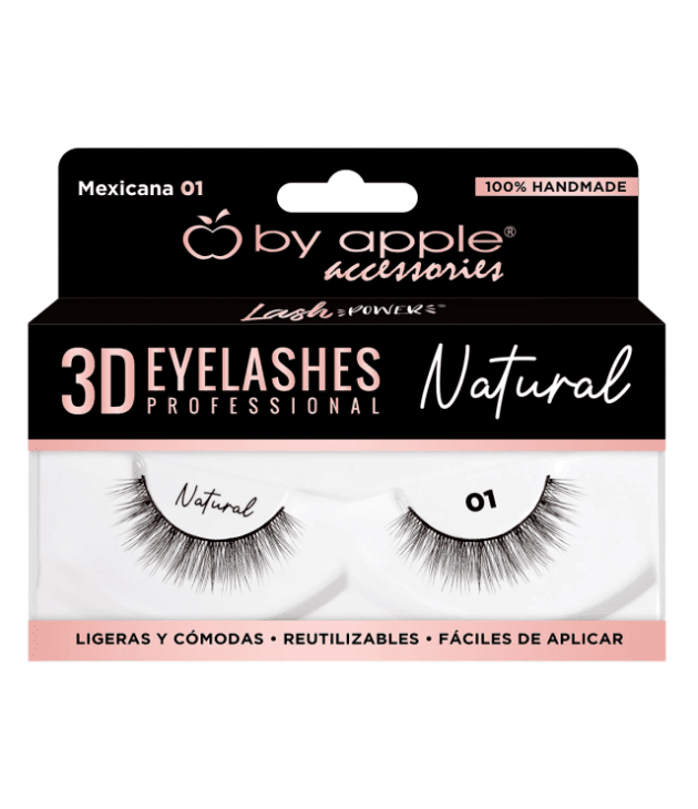 Pestañas postizas 3D naturales 1 Mexicana by apple