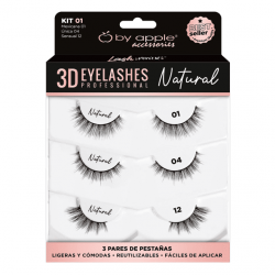Kit 01 de pestañas postizas 3D naturales by apple