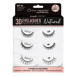 Kit 02 de pestañas postizas 3D naturales by apple