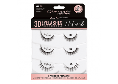 Kit 02 de pestañas postizas 3D naturales by apple
