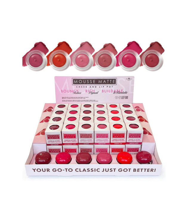 Display de 48 Rubor/Labial Mousse Matte Cheek and Lip Pot Italia Deluxe