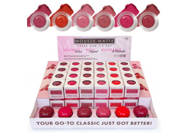 Display de 48 Rubor/Labial Mousse Matte Cheek and Lip Pot Italia Deluxe