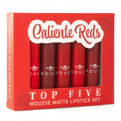 Set de 5 Labiales Mousse Matte Caliente Reds Italia Deluxe
