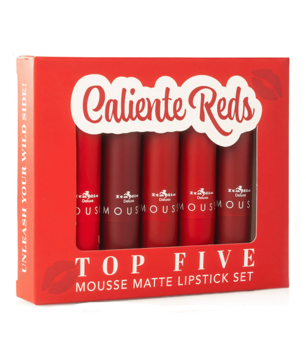 Set de 5 Labiales Mousse Matte Caliente Reds Italia Deluxe