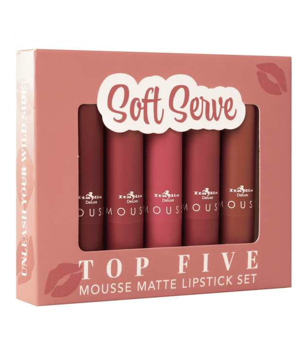Set de 5 Labiales Mousse Matte Modest Mauves ahora Soft Serve Italia Deluxe