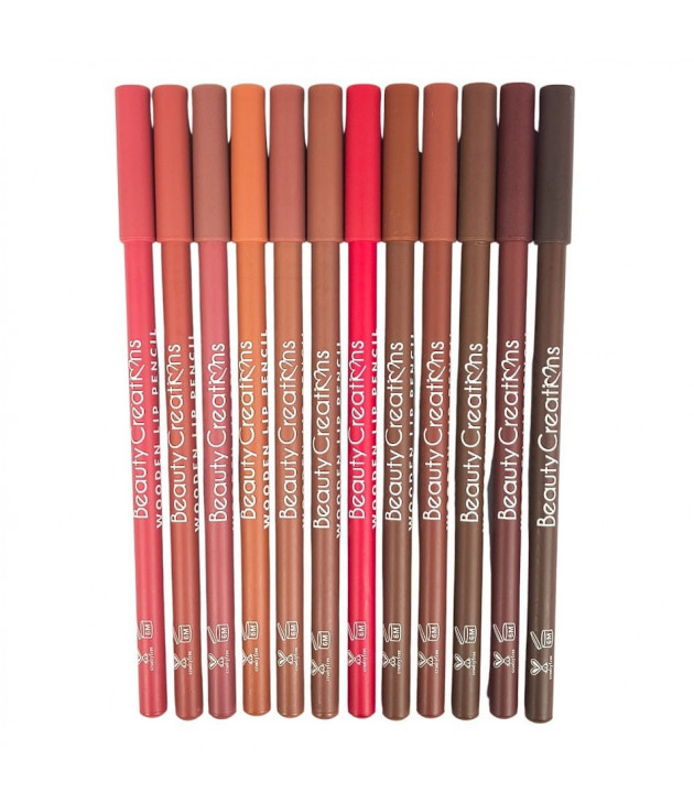 12 Delineador de labios Wooden Lip Pencil Beauty Creations