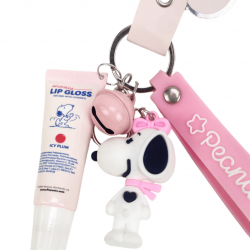 Brillo de labios con llavero rosa P46016 Peanuts Celavi