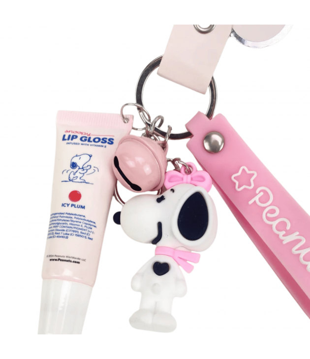 Brillo de labios con llavero rosa P46016 Peanuts Celavi