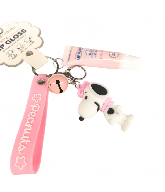 Brillo de labios con llavero rosa P46016 Peanuts Celavi