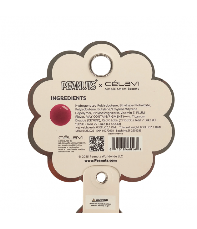 Brillo de labios con llavero rosa P46016 Peanuts Celavi