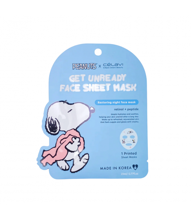 Mascarilla Get Unready con retinol y péptidos Peanuts Celavi