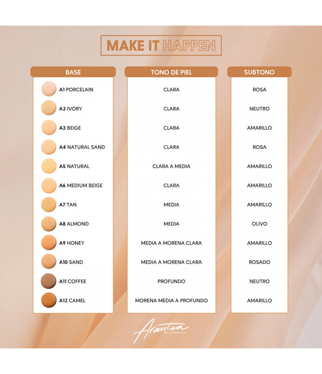 Base de Maquillaje Make it Happen Full Coverage Arantza Cosmetics